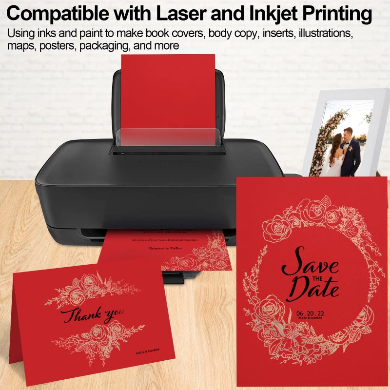 جويبيرج Joyberg Red Cardstock 8.5 x 11، ورق بطاقات غطاء 230 جرامًا للمتر المربع، مخزون بطاقات ثقيل 85 رطلاً للطابعة، ورق مخزون البطاقات للدعوات، سجل القصاصات، الحرف اليدوية، بطاقات DIY، الديكور، الرسم (30 ورقة) - Image 4